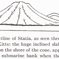 Fig. 10 — A rough outline of Statia, as seen through hazy air from the northwest end of St. Kitts:…