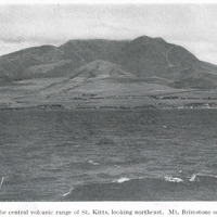 PL. V — The central volcanic range of St. Kitts, looking northeast. Mt. Brimstone on the left.