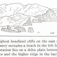 Fig- 33 — The highest headland cliffs on the east coast of St. Lucia; the village of Dennery…