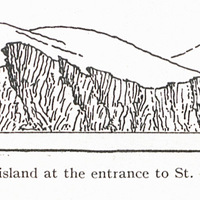Fig. 46 — A cliffed island at the entrance to St. Thomas harbor, looking north.
