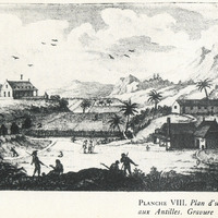 Planche VIII. Plan d'une “habitation” aux Antilles. Gravure du XVIIIe siècle.