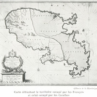 Carte délimitant le territoire occupé par les Français et celui occupé par les Caraïbes