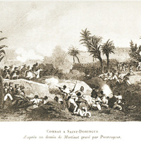 Combat a Saint-Domingue d’après un dessin de Martinet grave par Pourvoyeur.