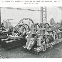 Ensemble de 3 moulins a cannes de 406 x 610 avec moteurs a vapeur pour distillerie