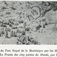 Attaque du Fort Royal de la Martinique par les Hollandais. (Tirée de La France des cinq parties du…
