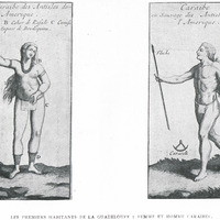 Les premiers habitants de la Guadeloupe : femme et homme Caraïbes.