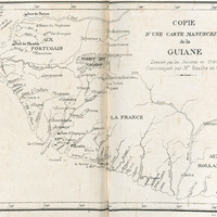 Copie d'une carte manuscrite de la Guiane