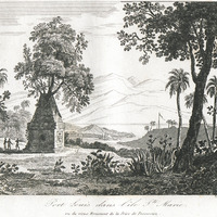 Port Louis dans l'île Sainte Marie vu  du vieux Monument de la Prise de Possession