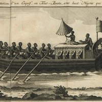 Représentation d'un esquif, ou Tent-Boote, avec huit nègres qui rament