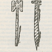Hacha y sable de madera usados por los brujos