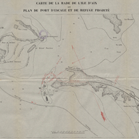 Carte de la rade de l'île d'Aix et plan du port d'escale et de refuge projeté