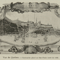 Vue de Québec. Cartouche placé au bas d'une carte de 1688.