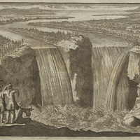 Description du saut, ou chute d'eau de Niagara, qui se voit entre le Lac Ontario & le Lac Erié