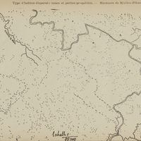 Type d'habitat dispersé: cases et petites propriétés. Hauteurs de Rivière-Pilote.