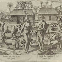 Indorum casae, villae, et vici circa Goam - Indische hutte Lanthuÿsen ent dorpen ontrent Goa