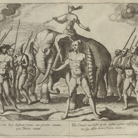 Cochini Rex elephante vectus, cum procerum comitatu, quos Nairos vocant - Die Coninck van Cochin op…