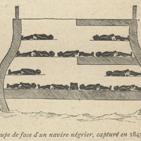 Coupe de face d'un navire négrier, capturé en 1843.