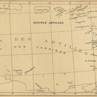 Carte représentant les Petites Antilles et la Mer des Antilles ou des Caraïbes