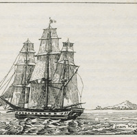 Vaisseau s'approchant d'une île