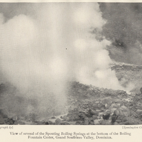 View of several of the Spouting Boiling Springs at the bottom of the Boiling Fountain Crater, Grand…