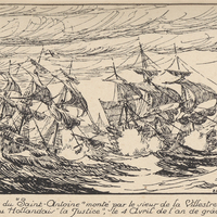 Combat du « Saint-Antoine » monté par le sieur de la Villestreux et du Vaisseau Hollandais « La…