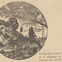 Le havre de la Tortue, l'île fameuse où se réfugiaient les flibustiers. (Gravure du XVIIIe siècle.)