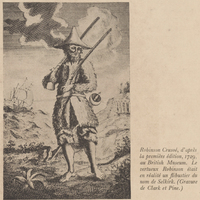 Robinson Crusoé, d'après la première édition, 1729, au British Museum. Le vertueux Robinson était…