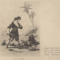 Marie Read. Marie Read fracasse la tête d'un timonier qui l'avait insultée. (Litho romantique.)