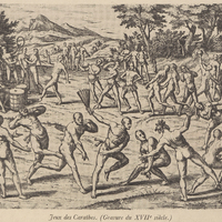 Jeux des Caraïbes (Gravure du XVIIe siècle.)