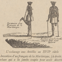 L'esclavage aux Antilles au XVIIe siècle. « Invention d'un français de la Martinique, (à droite) :…