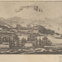 Flotte française arrivant à l'Isle de la Martinique. (Grav. hollandaise, 1695.)