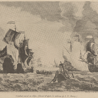 Combat naval en 1670. (Gravé d'après le tableau de I.V Beecq.)