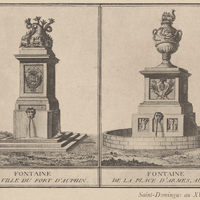 Saint-Domingue au XVIIIe siècle. Fontaine de la ville du fort d'Auphin. Fontaine de la Place d…