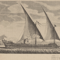 « Galère à la voile portant l'étendart de chef d'escadre. » (Gravure de Randon.)