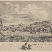 La ville de la Basse Terre dans l'isle de la Guadeloupe. Vue du Mouillage