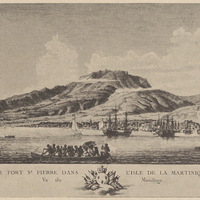 Le fort St Pierre dans l'isle de la Martinique. Vu du Mouillage.