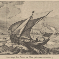 Gros temps dans la mer du nord. (Gravure hollandaise)