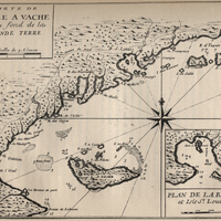 Carte de l' Isle à vache et du fond de la Grande terre. Plan de la Baye et Isle Saint-Louis