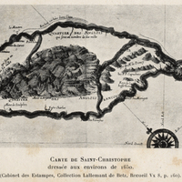 Carte de Saint-Christophe dressée aux environs de 1650