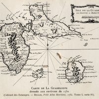 Carte de la Guadeloupe dressée aux environs de 1750