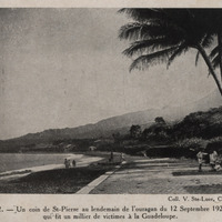 Un coin de Saint-Pierre au lendemain de l'ouragan du 12 septembre 1928, qui fit un millier de…