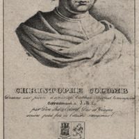 Christophe Colomb dessiné d'après un tableau attribué à Antonio del Rincon par Don Pedro Colomb Duc…