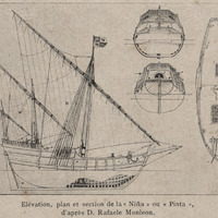 Elévation, plan et section de la « Niña » ou « Pinta »