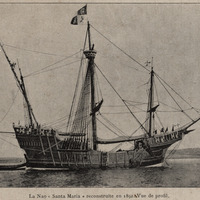 La Nao « Santa Maria » reconstruite en 1892 .Vue de profil