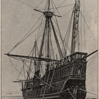 La Nao « Santa Maria » recontruite en 1892. Vue par bâbord arrière