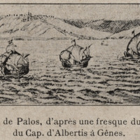 Le départ de Palos, d'après une fresque du Château d'Albertis à Gênes