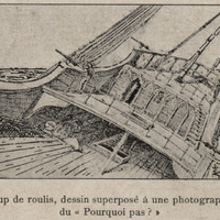 Coup de roulis, dessine superposé à une photographie du « Pourquoi pas ? »