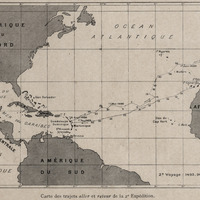 Carte des trajets aller et retour de la 2e Expédition