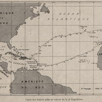 Carte des trajets aller et retour de la 4e Expédition