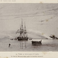 La Vénus au Mouillage d'O'-Taïti : le fort de Moutou-Outa salue le pavillon français